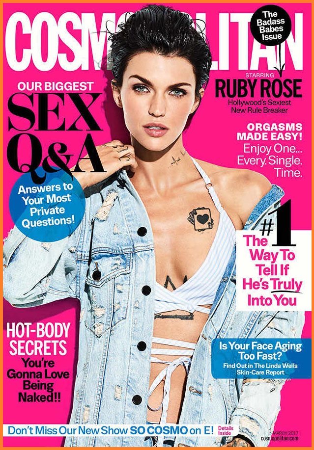 Mart 2017 Cosmopolitan kapak kızı Ruby Rose